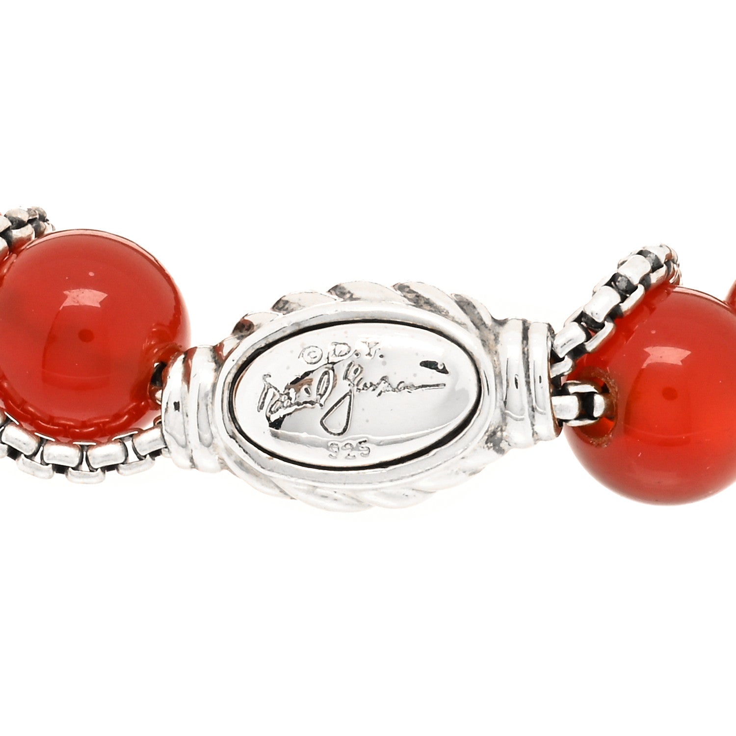 David Yurman Sterling Silver Carnelian 8mm Spiritual Beads Bracelet 3 of 4