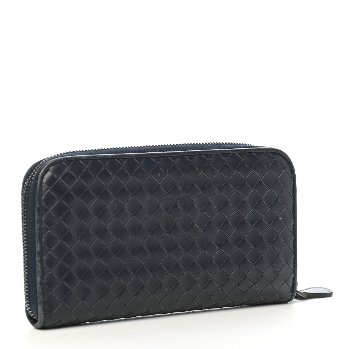 Nappa Intrecciato Zip Around Wallet Denim