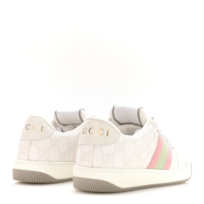 Gucci GG Monogram Web Screener Sneakers 35.5 White Grey Pink 5 of 9