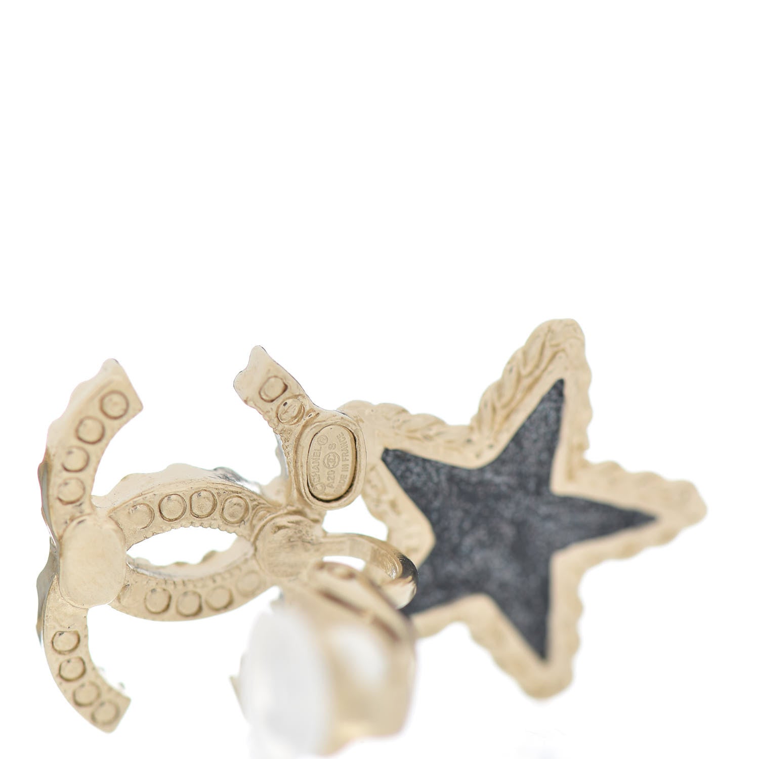 Chanel Crystal Enamel CC Star Heart Clip On Earrings Gold 4 of 4