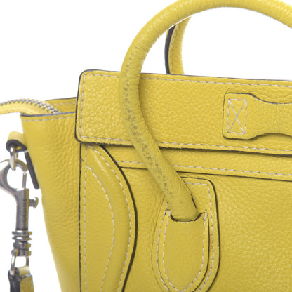 Celine Drummed Calfskin Nano Luggage Citron 8 of 20