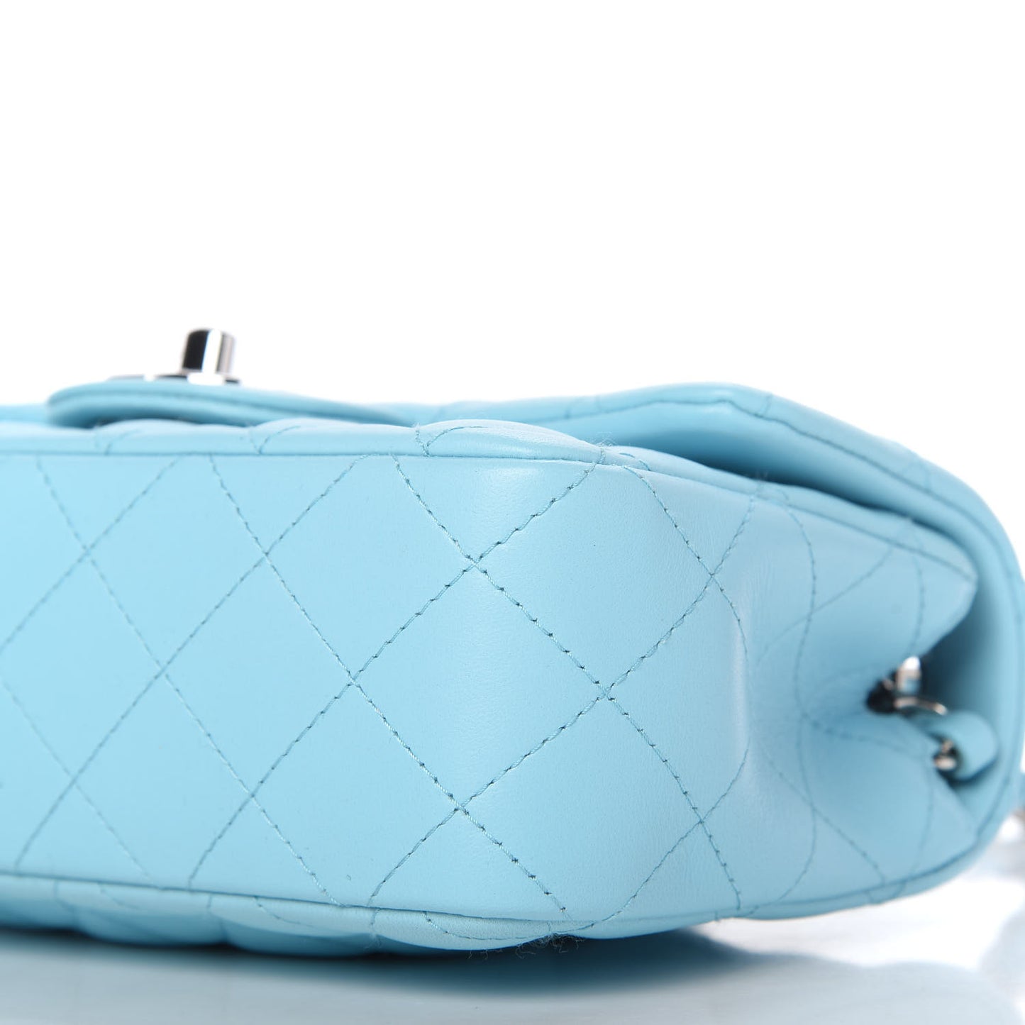 Lambskin Quilted Mini Rectangular Flap Light Blue