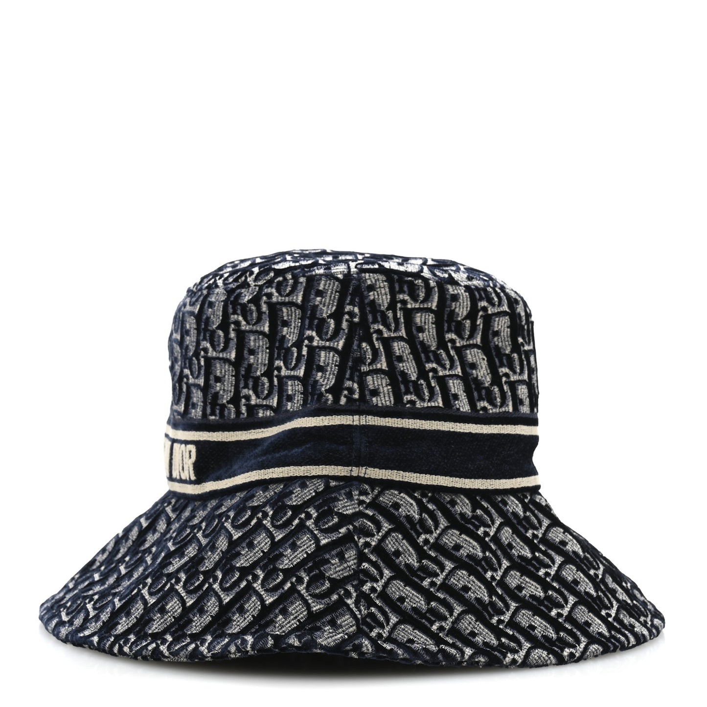 Velvet Oblique Large Brim Bucket Hat 58 Bleu Marine