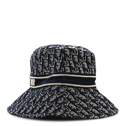 Christian Dior Velvet Oblique Large Brim Bucket Hat 58 Bleu Marine 4 of 8