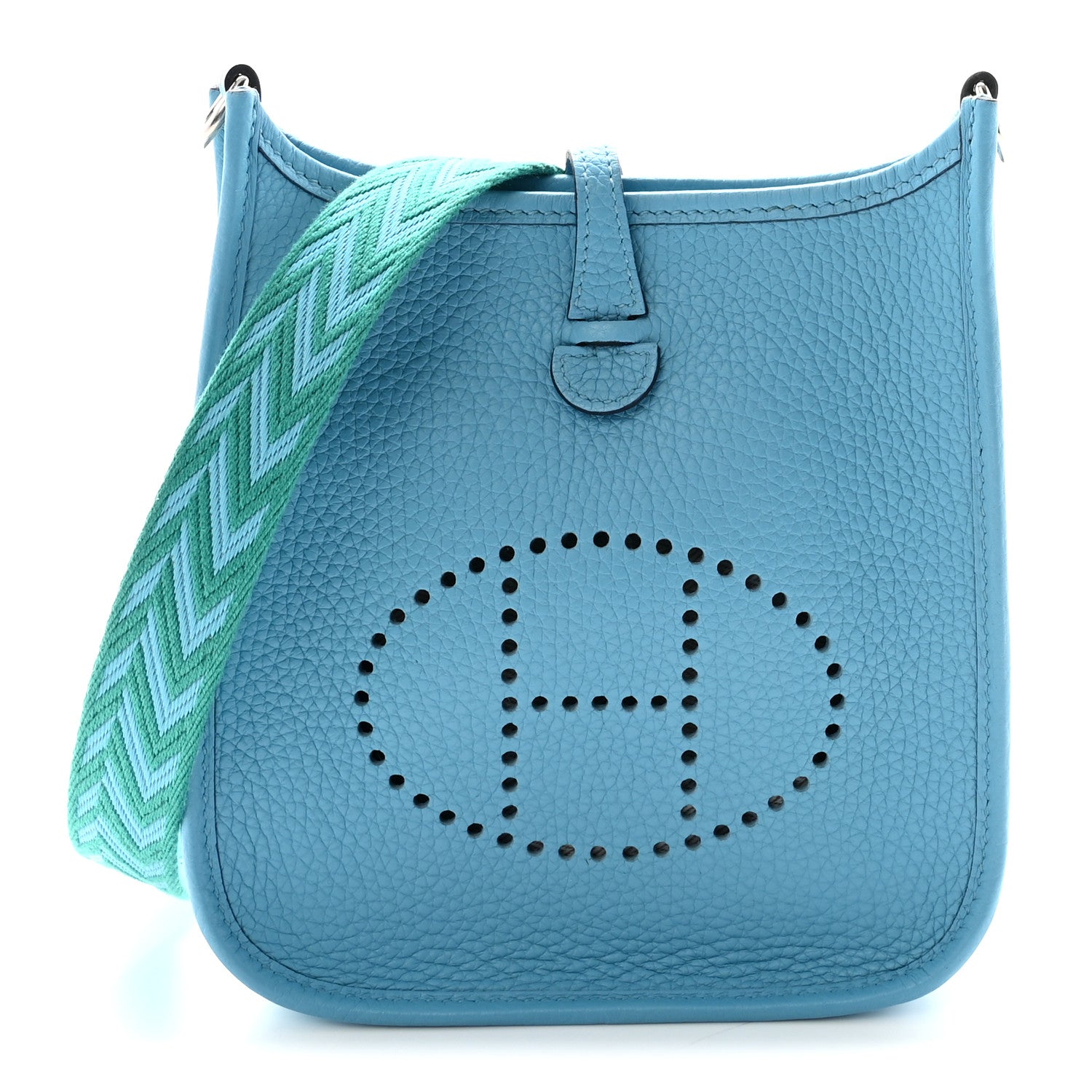 Hermes Taurillon Clemence Amazone Evelyne TPM Bleu du Nord Vert Verone 1 of 10