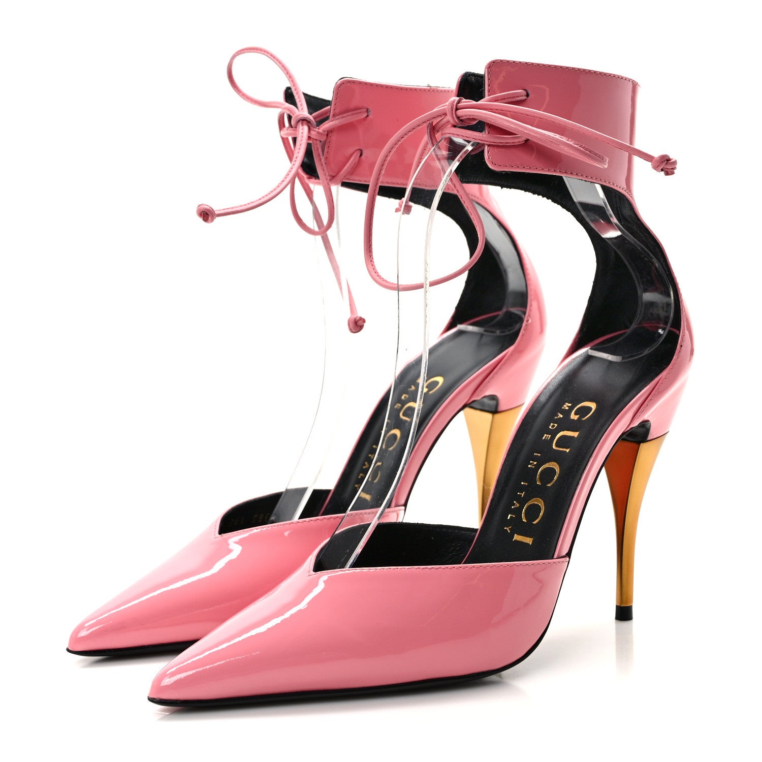 Gucci Vitello Vernice Soft Nappa Priscilla Ankle Cuff Pumps 36.5 Butterfly Pink 3 of 7