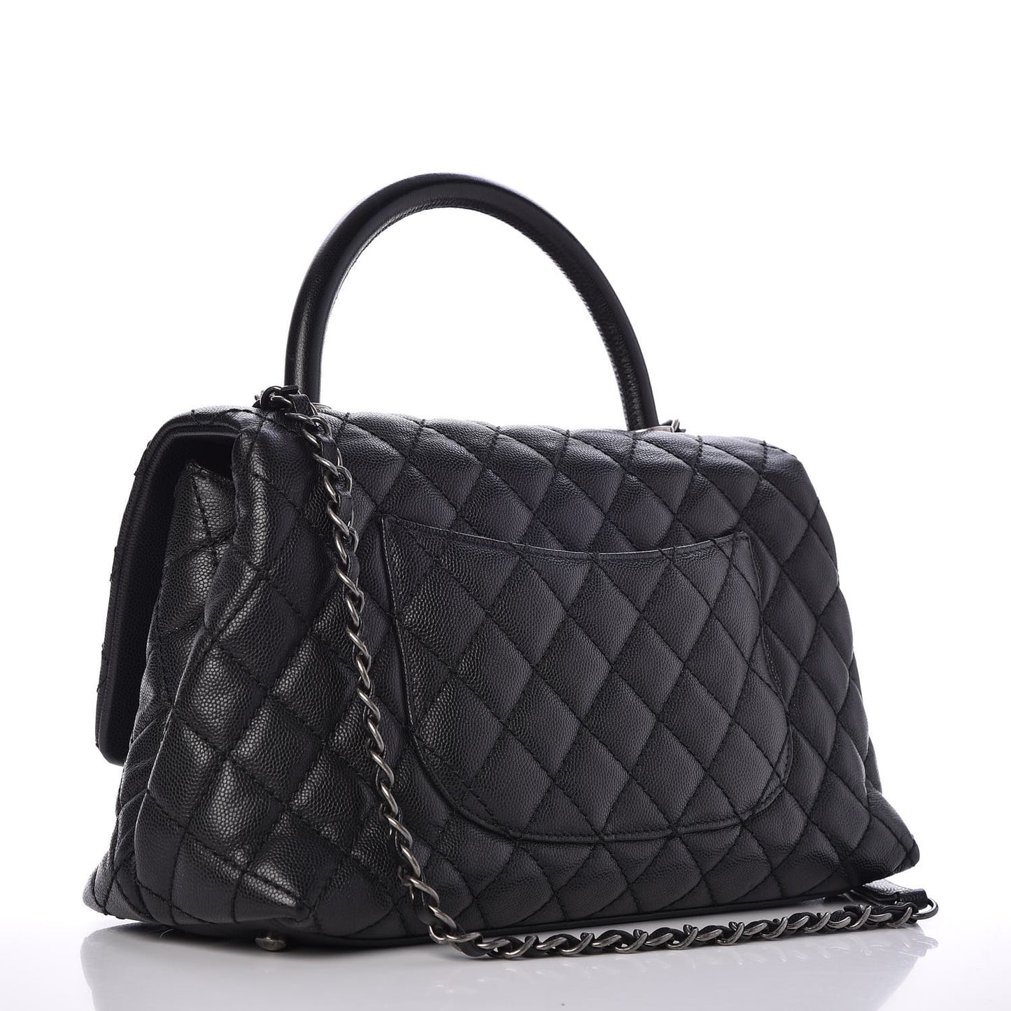 Caviar Quilted Small Coco Handle Flap Black