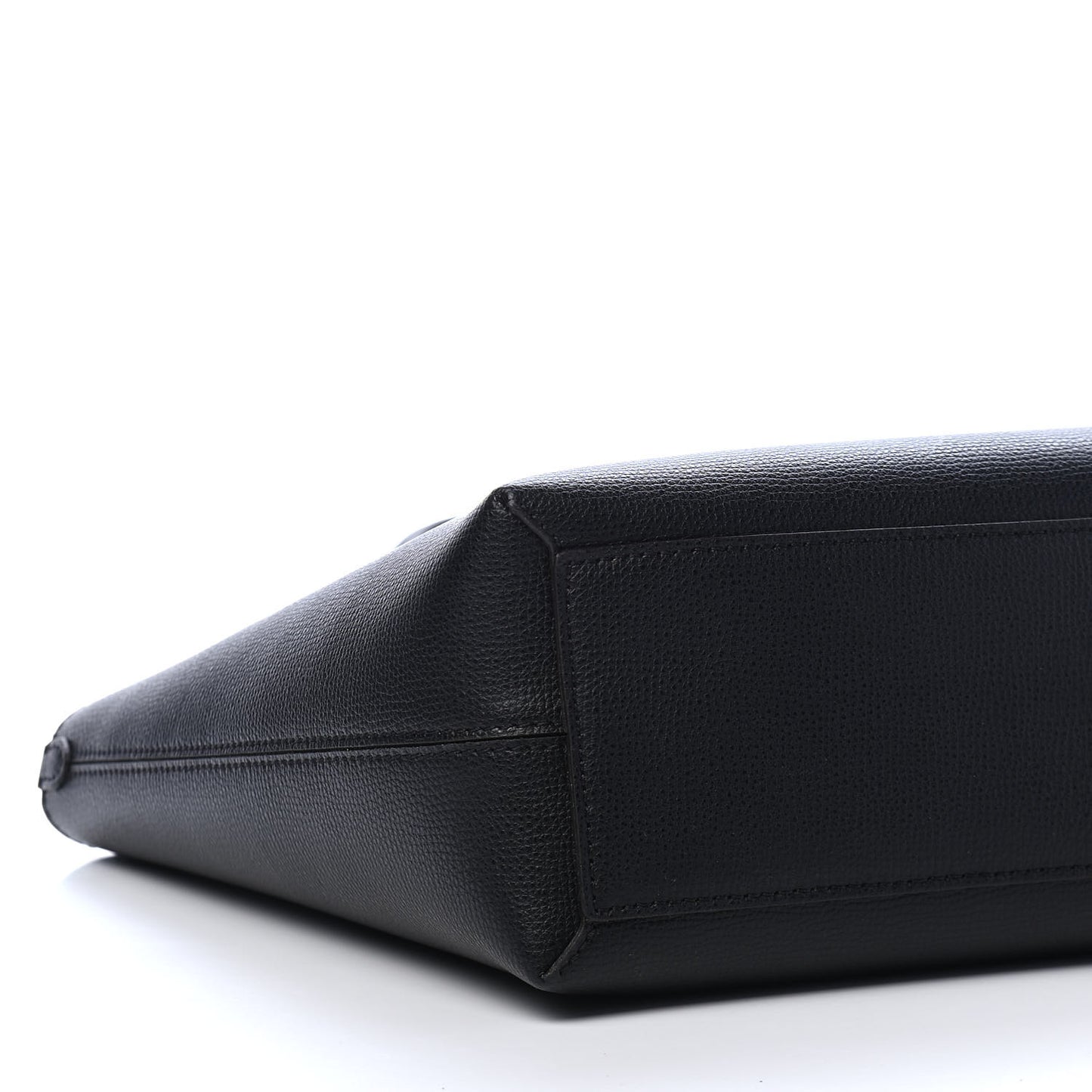 Grainy Calfskin Haymarket Check Medium Reversible Tote Black