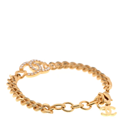 Chanel Crystal CC Chain Link Bracelet Gold 3 of 5