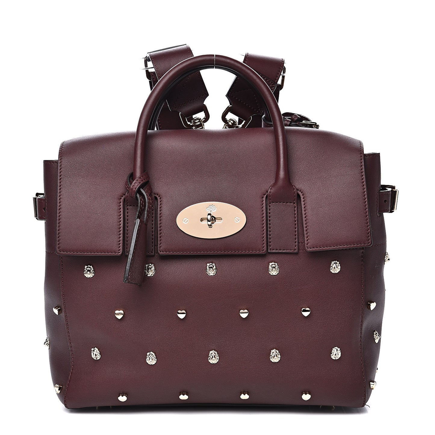 Calfskin Studded Medium Cara Delevingne Convertible Satchel Oxblood