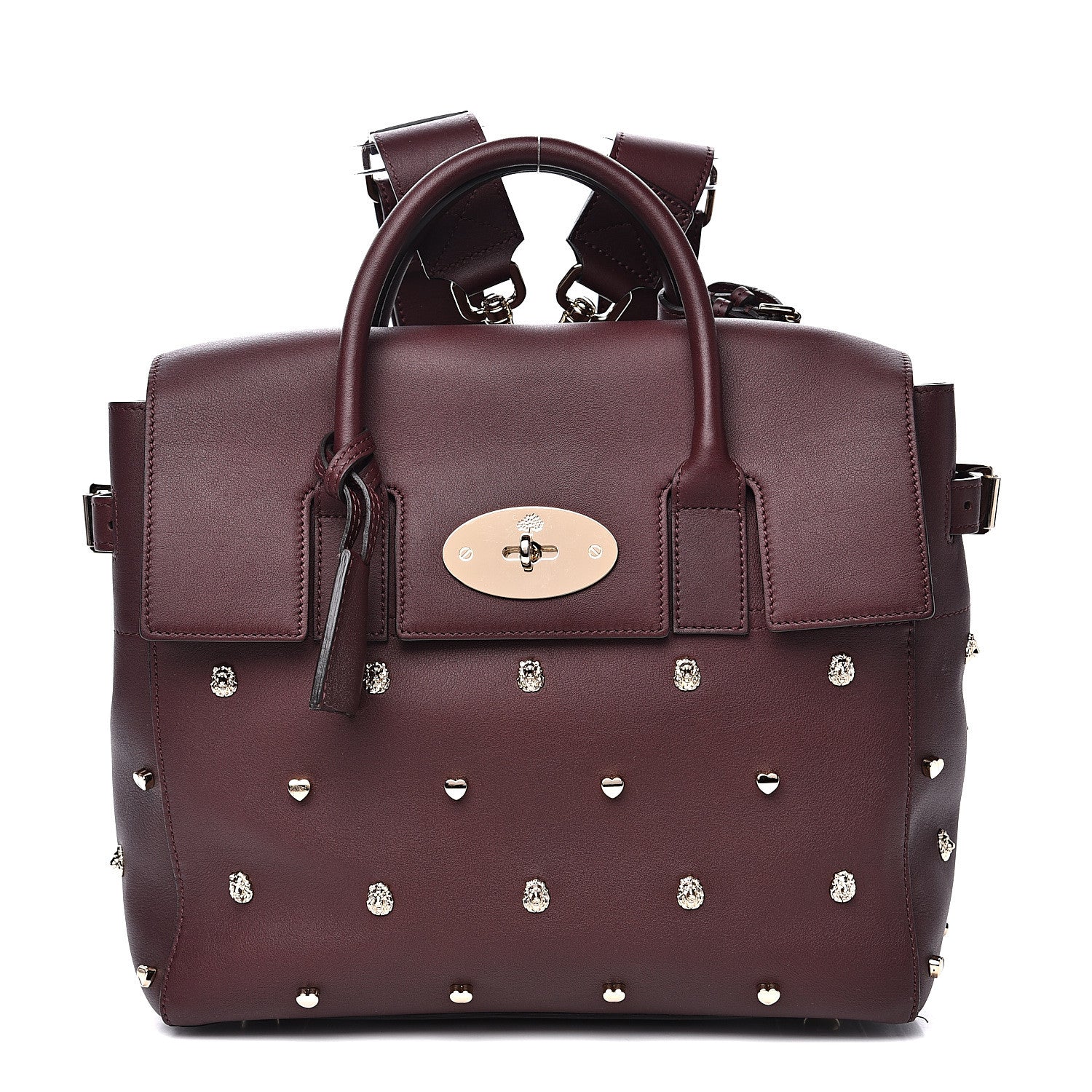 Mulberry Calfskin Studded Medium Cara Delevingne Convertible Satchel Oxblood 1 of 10