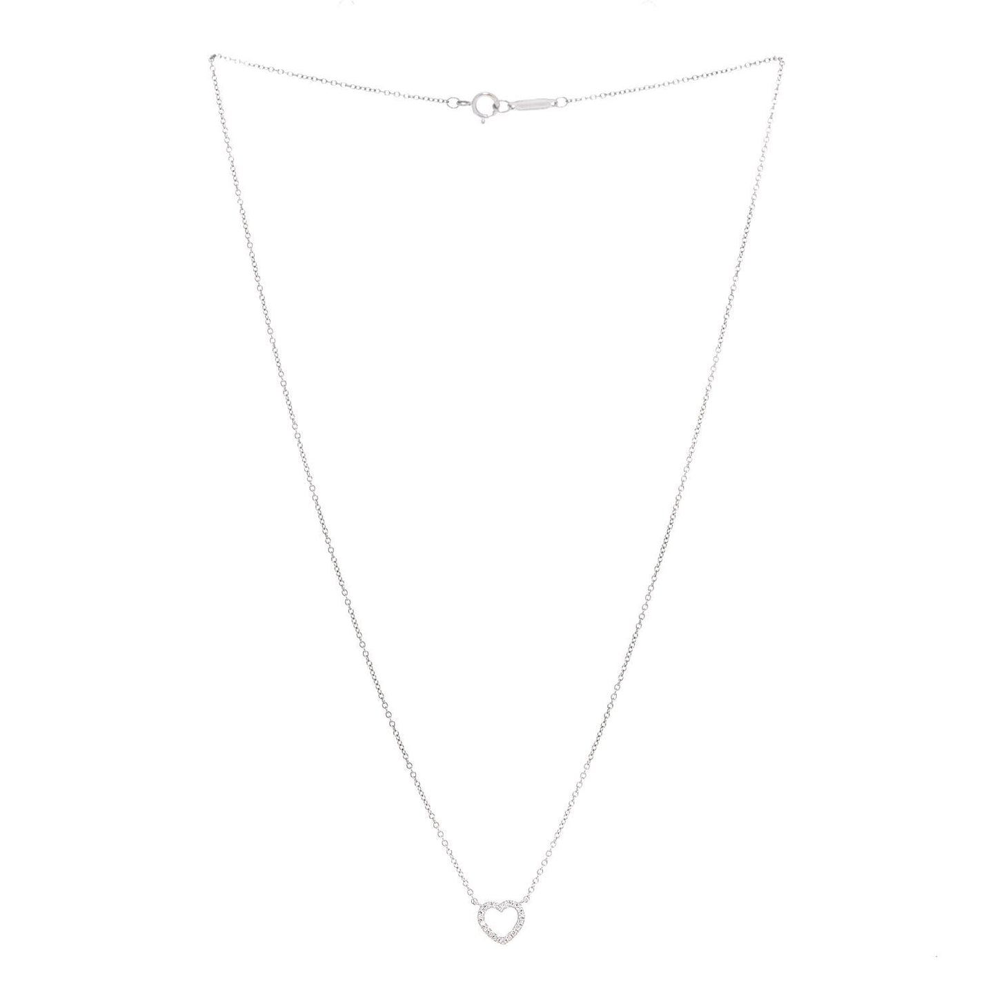 18K White Gold Diamond Metro Heart Pendant Necklace