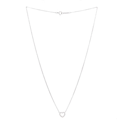 Tiffany 18K White Gold Diamond Metro Heart Pendant Necklace 2 of 5