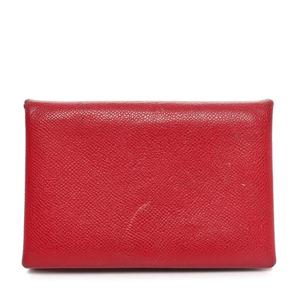 Hermes Madame Calfskin Calvi Card Case Rouge Piment 1 of 11