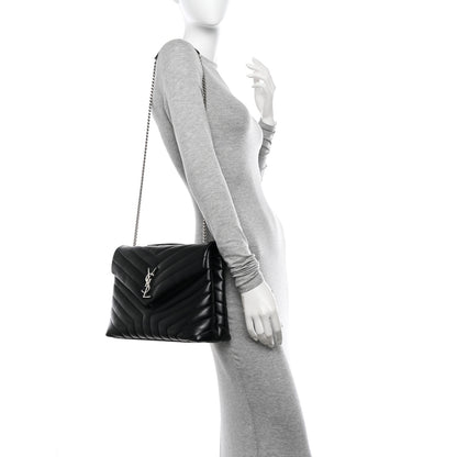 Saint Laurent Calfskin Y Quilted Monogram Medium Loulou Chain Satchel Black 2 of 11