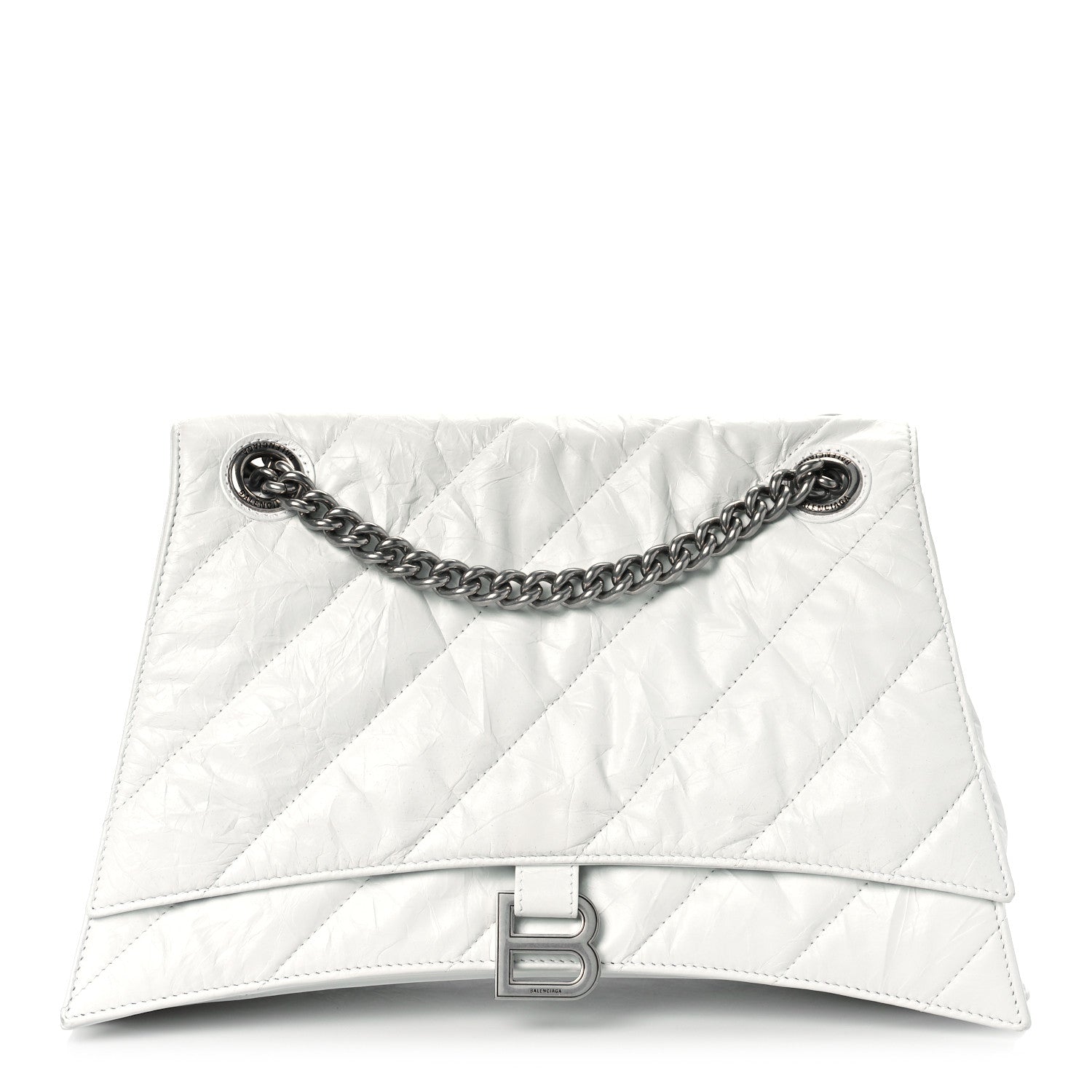 Balenciaga Crushed Calfskin Quilted Medium Crush Chain Bag Optic White 1 of 8