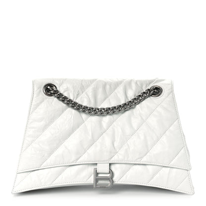 Balenciaga Crushed Calfskin Quilted Medium Crush Chain Bag Optic White 1 of 8
