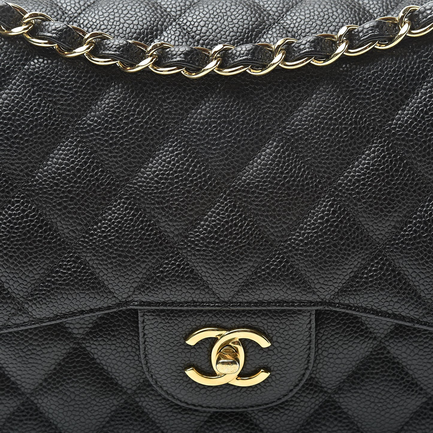Caviar Quilted Jumbo Double Flap Black