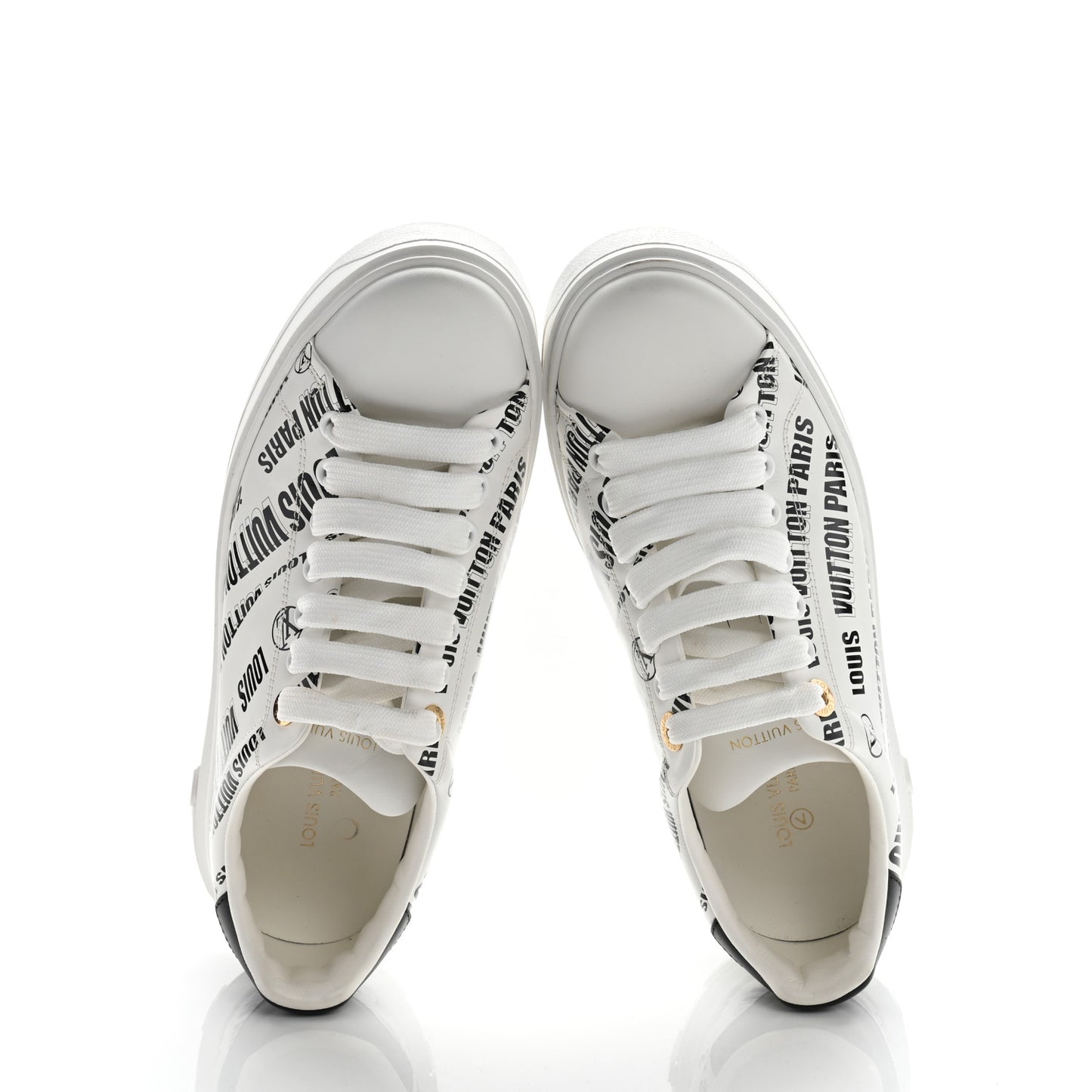 Calfskin Printed Time Out Trainer Sneakers 37 White Black