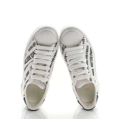 Louis Vuitton Calfskin Printed Time Out Trainer Sneakers 37 White Black 2 of 10
