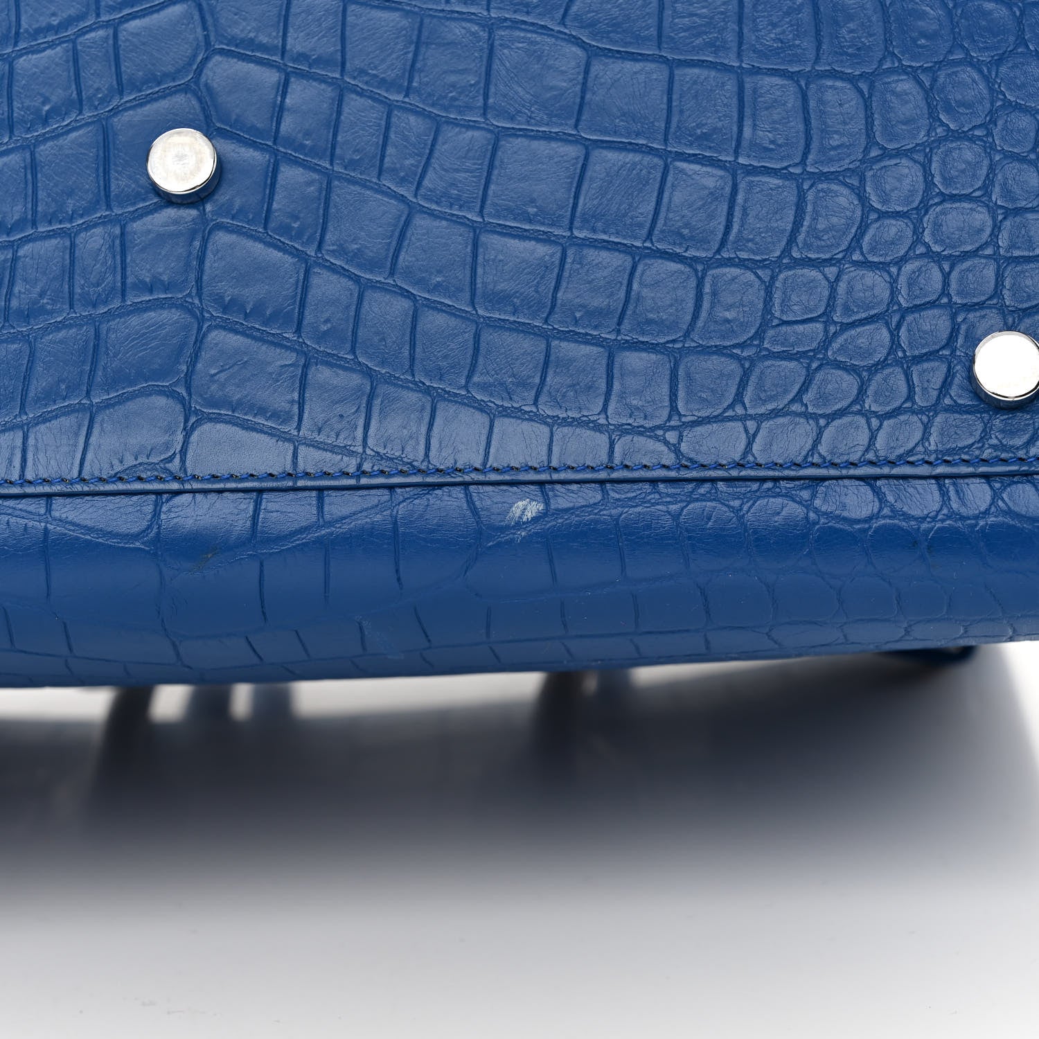 Saint Laurent Calfskin Crocodile Embossed Small Sac de Jour Royal Blue 12 of 17