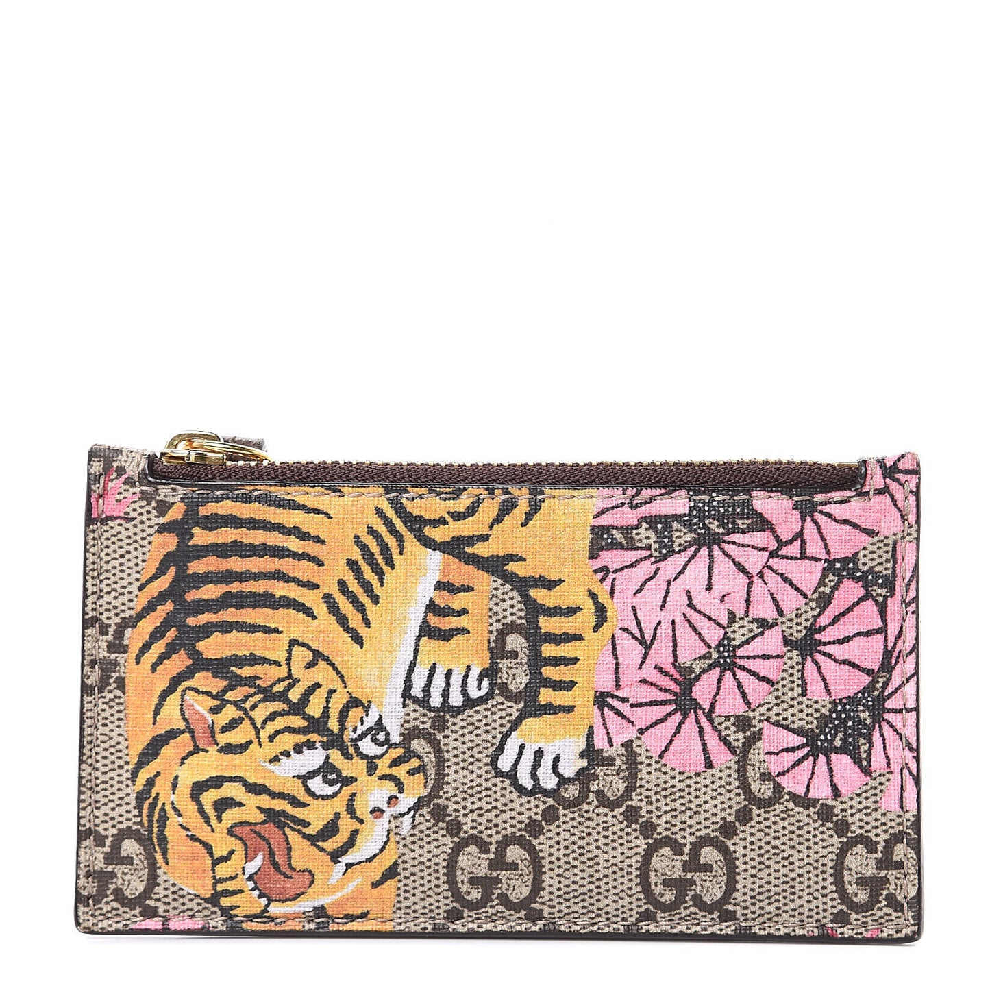 GG Supreme Monogram Bengal Coin Case Card Holder Beige Crop Pink New Acero