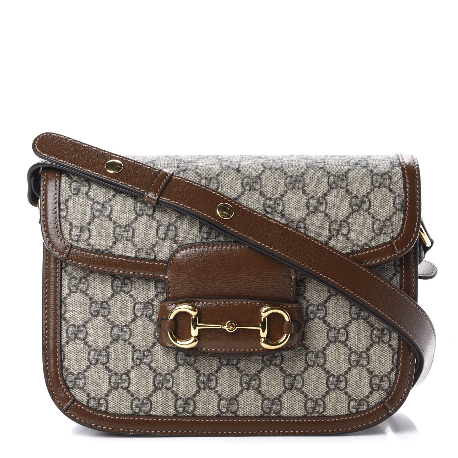 Gucci GG Supreme Monogram Horsebit 1955 Shoulder Bag Beige Brown Sugar 1 of 10