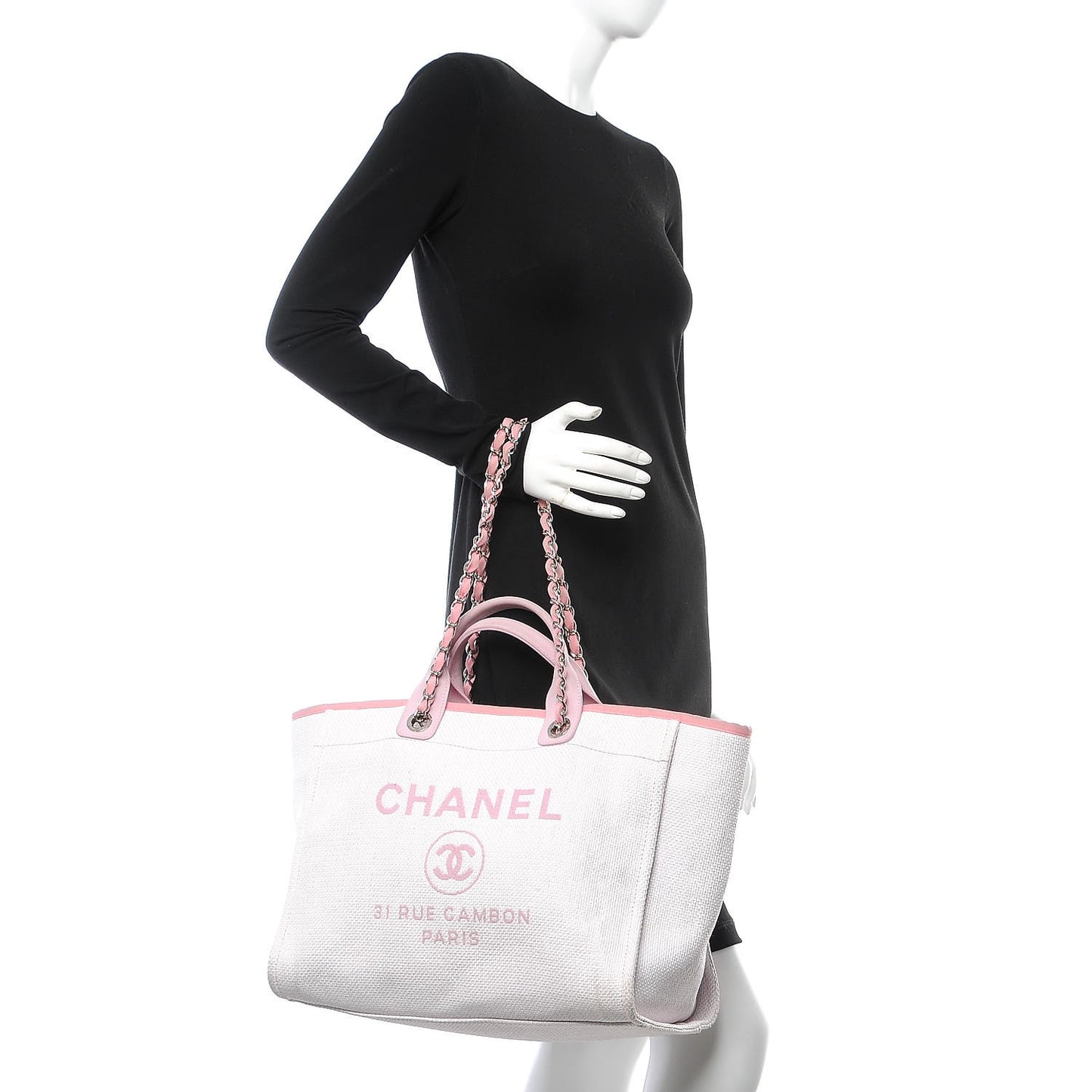 Woven Straw Raffia Large Deauville Tote Pink