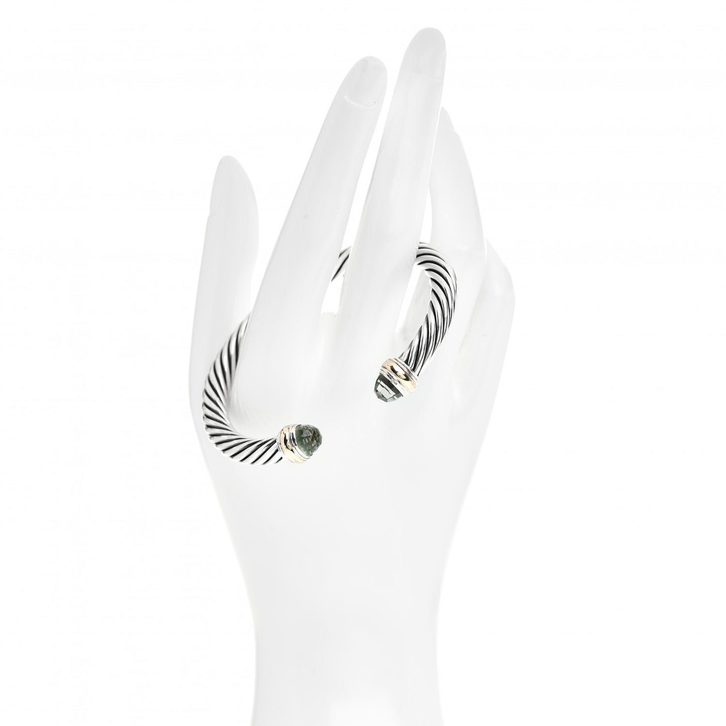 Sterling Silver 14K Yellow Gold Prasiolite 7mm Cable Classics Bracelet