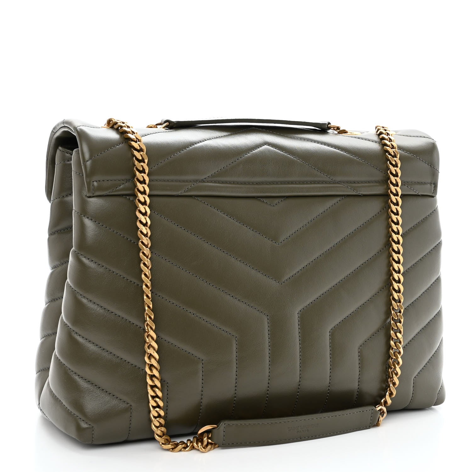 Saint Laurent Calfskin Y Quilted Monogram Medium Loulou Chain Satchel Military Olive 3 of 11