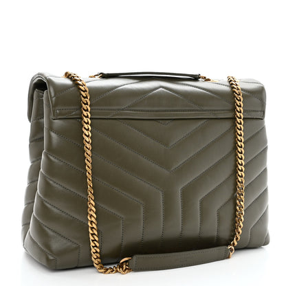 Saint Laurent Calfskin Y Quilted Monogram Medium Loulou Chain Satchel Military Olive 3 of 11