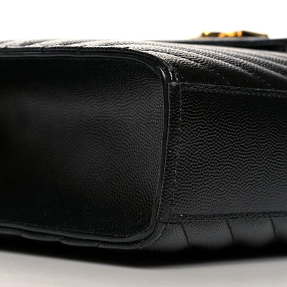 Saint Laurent Grain De Poudre Matelasse Chevron Large Monogram Satchel Black 8 of 9