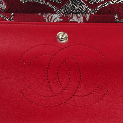 Chanel Metallic Brocade Quilted Medium Double Flap Rouge Argent 6 of 9