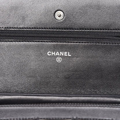 Chanel Striated Patent Quilted Wallet on Chain WOC Black 6 of 12