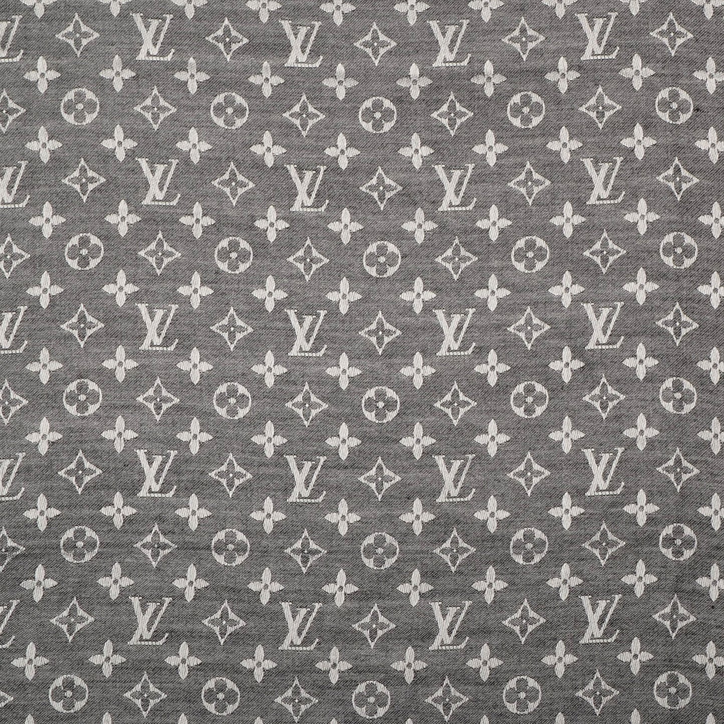Silk Wool Monogram Denim Shawl Black