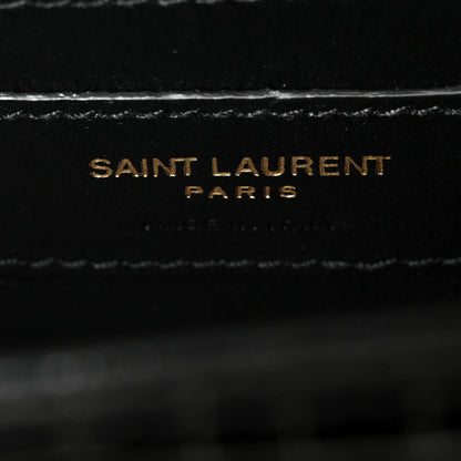 Saint Laurent Calfskin Crocodile Embossed Medium Classic Monogram Kate Tassel Satchel Black 7 of 10