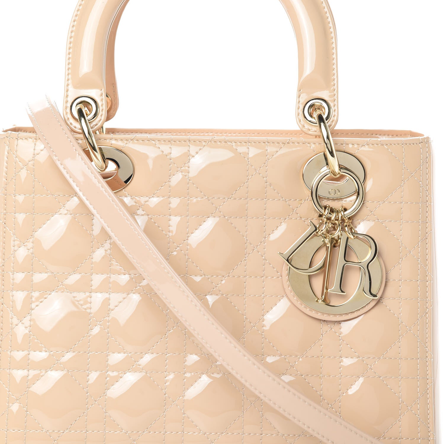 Christian Dior Patent Cannage Medium Lady Dior Beige 9 of 12
