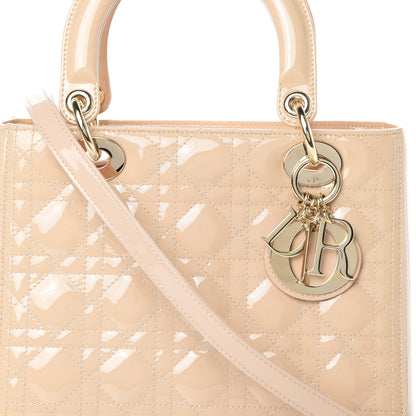 Christian Dior Patent Cannage Medium Lady Dior Beige 9 of 12