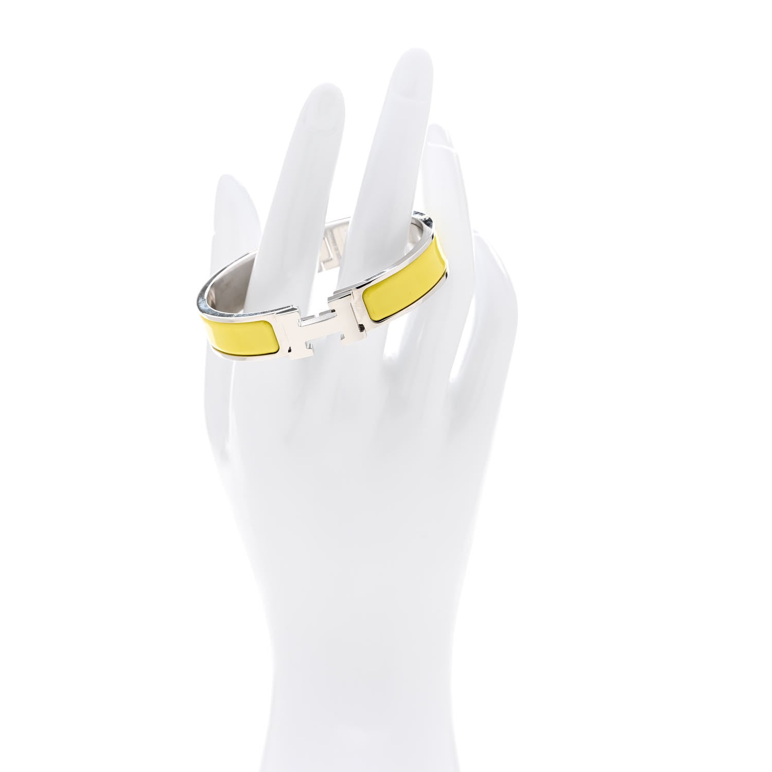 Hermes Enamel Narrow Clic Clac H Bracelet PM Jaune Tennis 2 of 5
