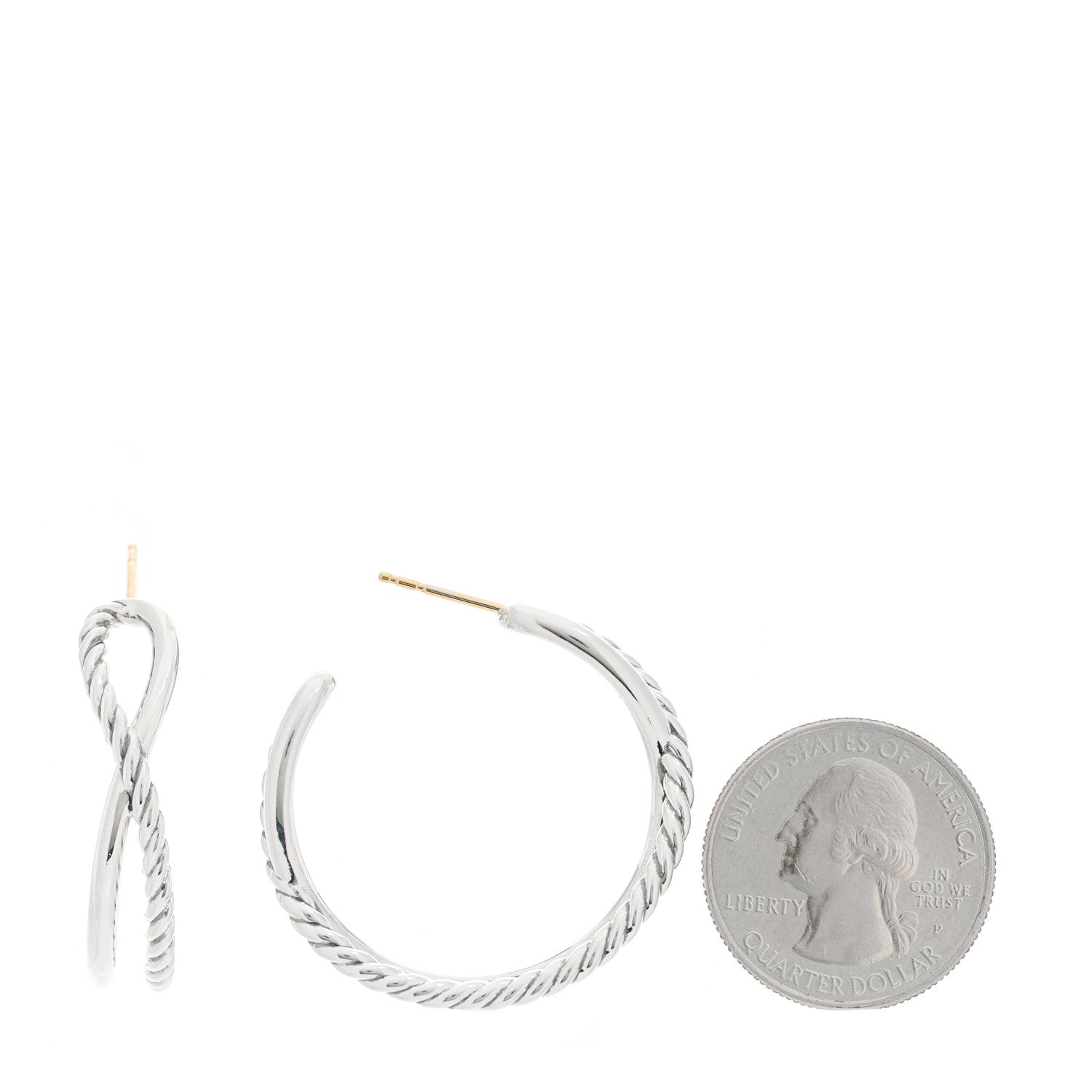 David Yurman Sterling Silver Crossover Cable Hoop Earrings 2 of 5