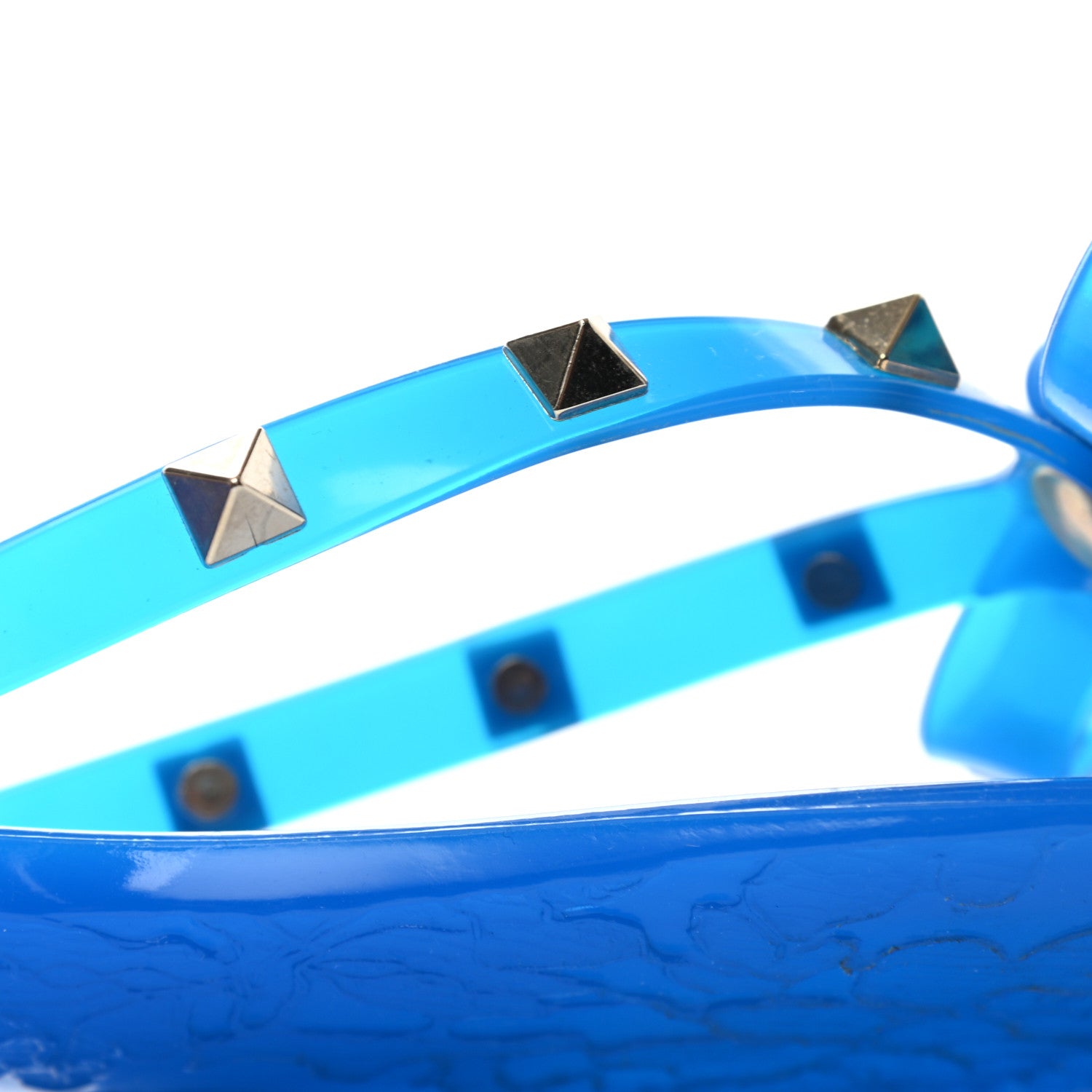 Valentino Garavani PVC Jelly Rockstud Bow Thong Sandals 38 Blue Fluo 7 of 8