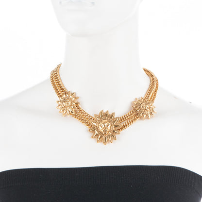Chanel Multi Strand Chain Leo Lion Sun Medallion Necklace Gold 2 of 4
