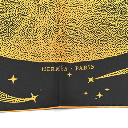 Hermes Silk Clair De Lune Double Face Scarf 90 Black Jaune D'Or Bleu 6 of 9