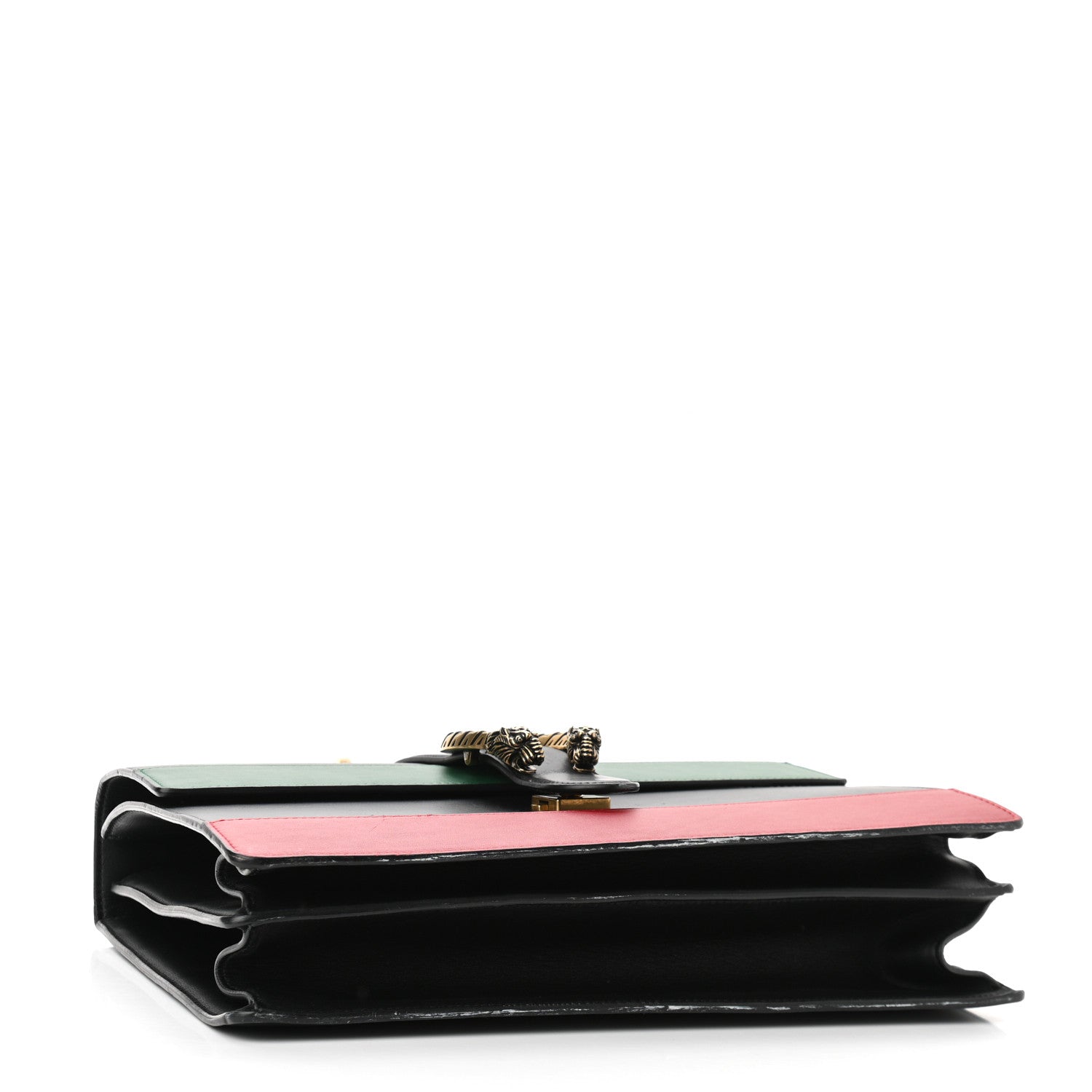Gucci Calfskin Bamboo Web Large Dionysus Top Handle Bag Black Bright Evergreen Hibiscus Red 4 of 21