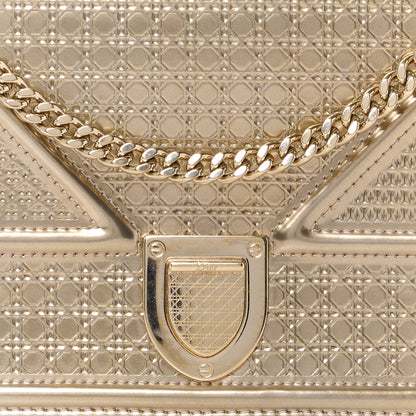 Christian Dior Metallic Patent Micro-Cannage Diorama Wallet on Chain Pouch Gold 8 of 10