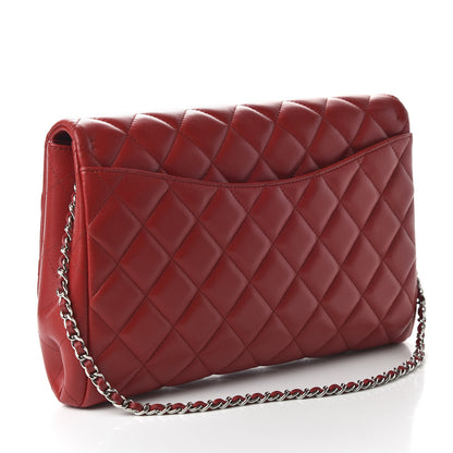 Chanel Lambskin Quilted Clutch With Chain Flap Red 3 of 11