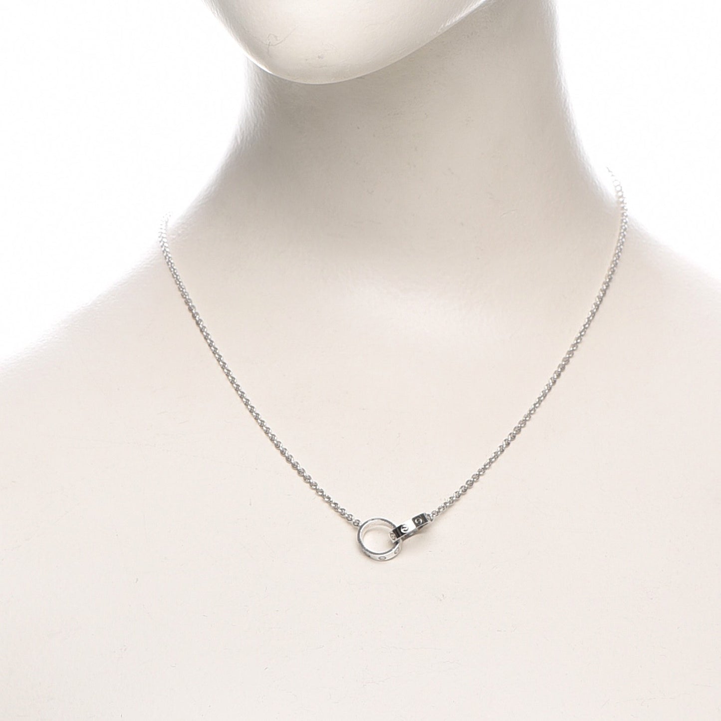 18K White Gold Interlocking LOVE Necklace