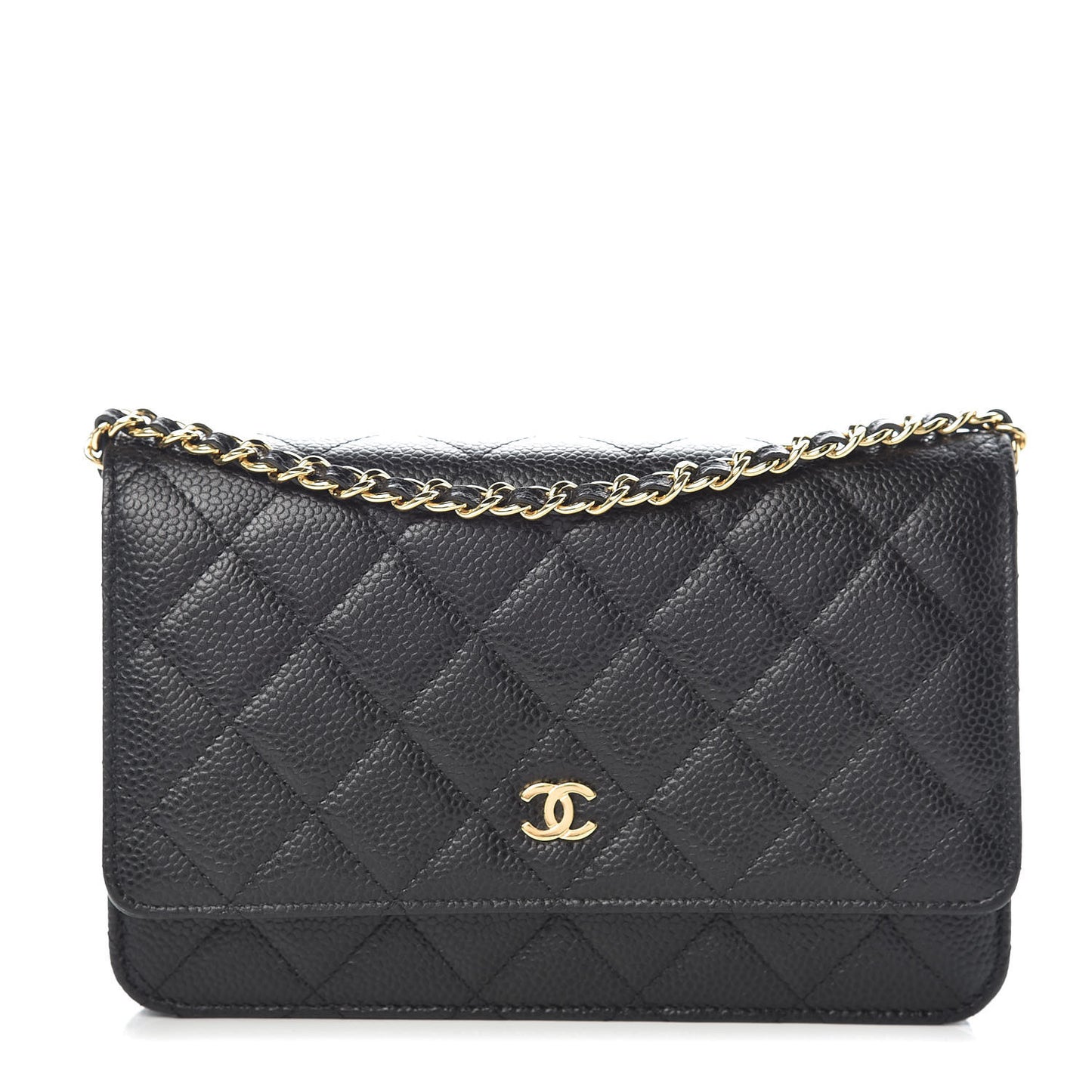 Caviar Quilted Wallet On Chain WOC Black
