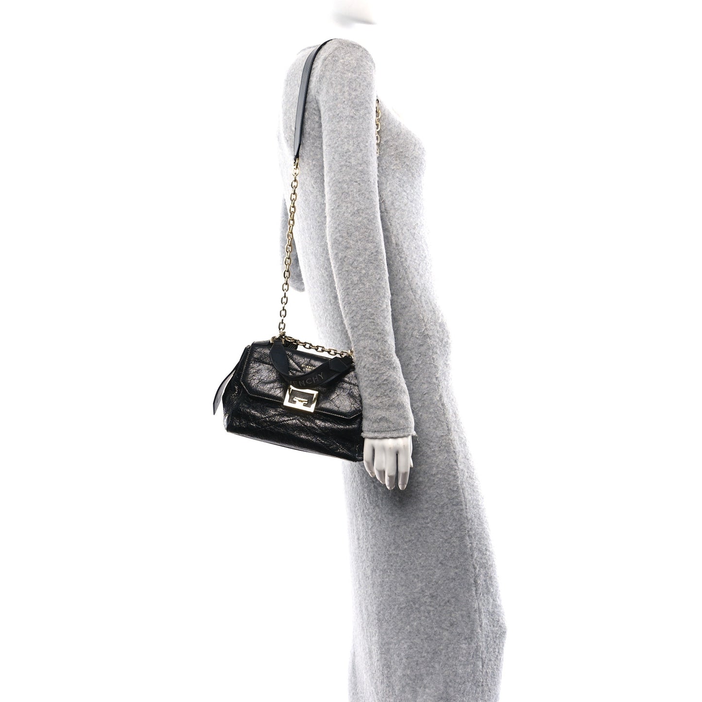 Creased Patent Calfskin Small ID Flap Black