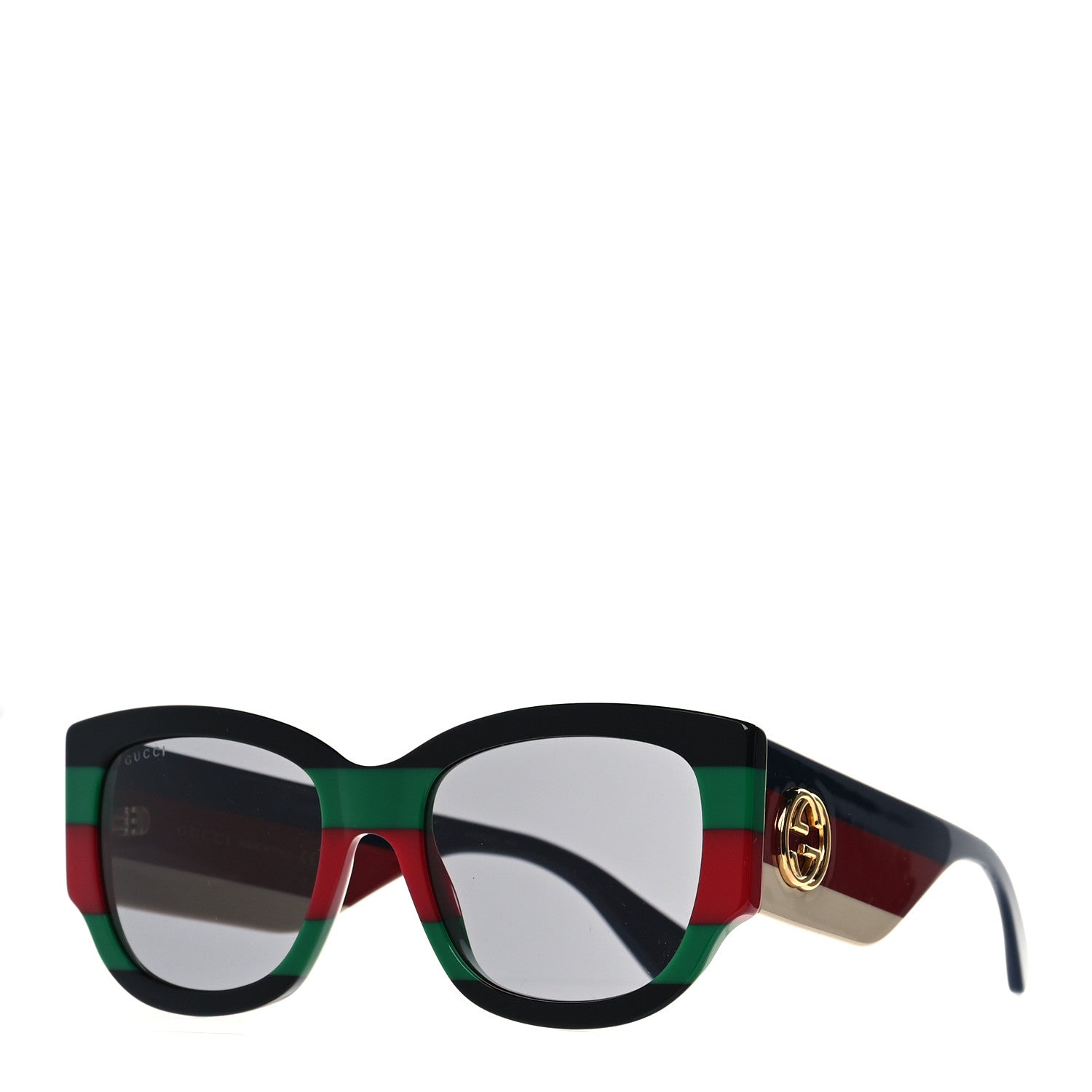 Gucci Acetate Web Oversized Frame Rectangle Sunglasses GG0276S Black Multicolor 1 of 8